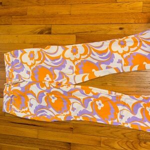 Floral Patterned Pants in Orange and Purple